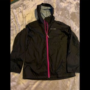 Columbia Girl’s Black windbreaker with pink zipper size XL (18/20) NWOT